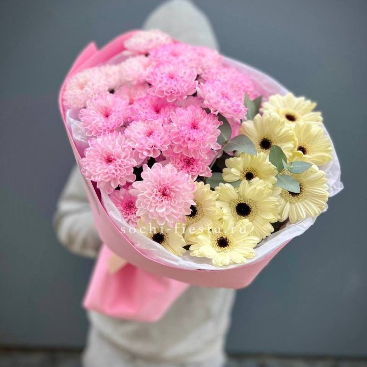 Дуо хризантем и гербер в Рязани