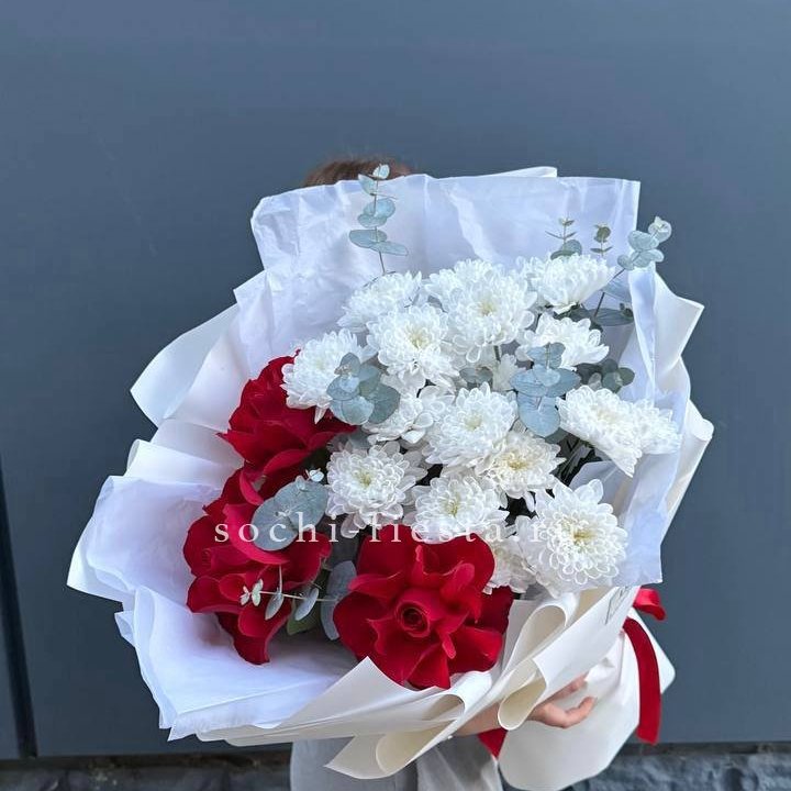 Дуо розы и хризантемы в Рязани