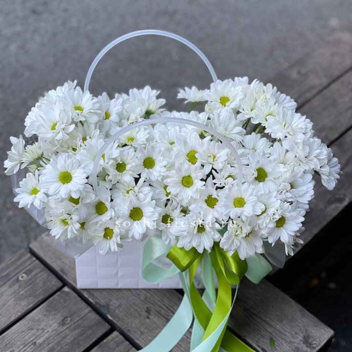 Сумка с хризантемами ромашками в Рязани