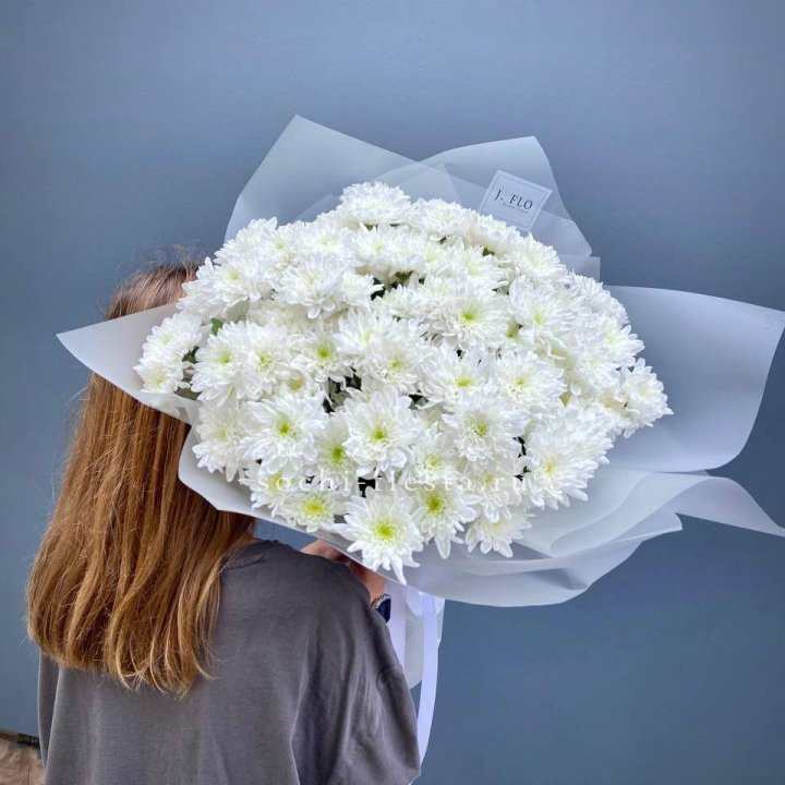 Букет хризантем "Белая снежинка" в Рязани