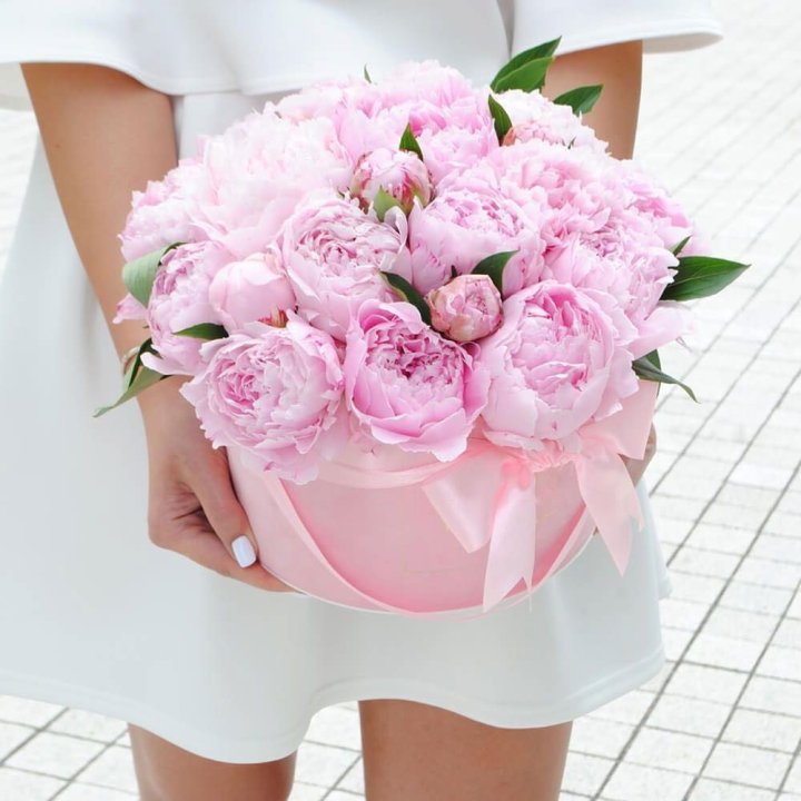 Пионы в шляпной коробке в Рязани