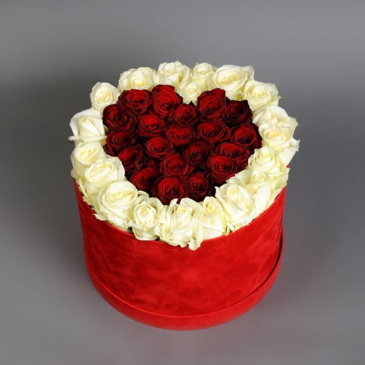 39 красных и белых роз в цилиндре в Рязани