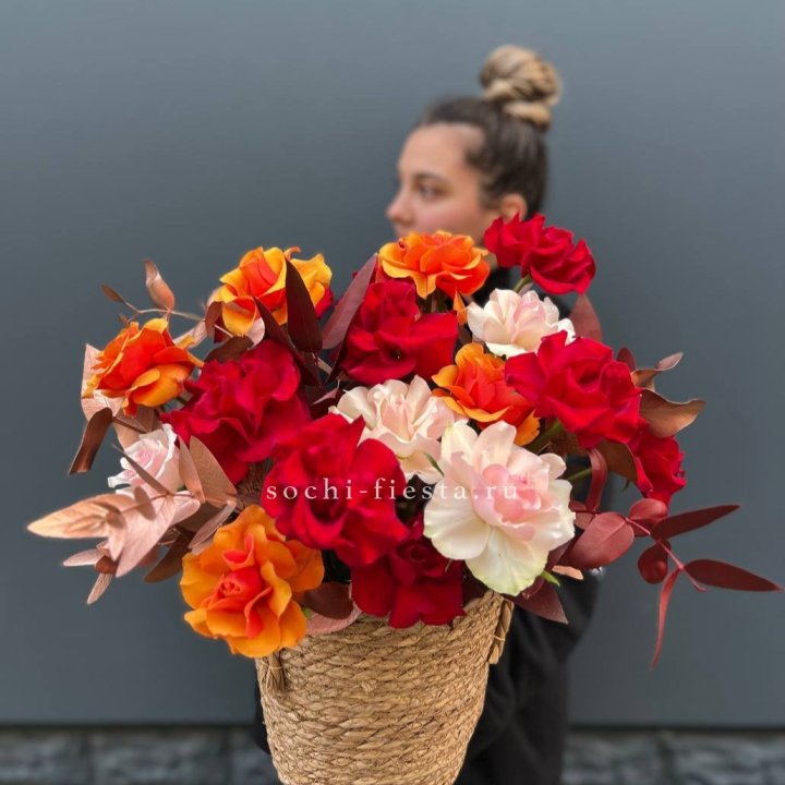 Авторский бокс "Роксана" в джутовом кашпо в Рязани