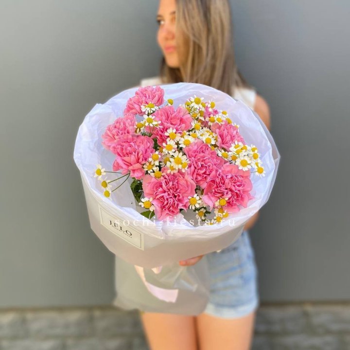 Дуобукет диантусов и ромашек в Рязани