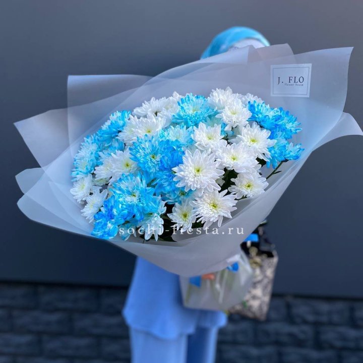 Букет хризантем "Голубая снежинка" в Рязани