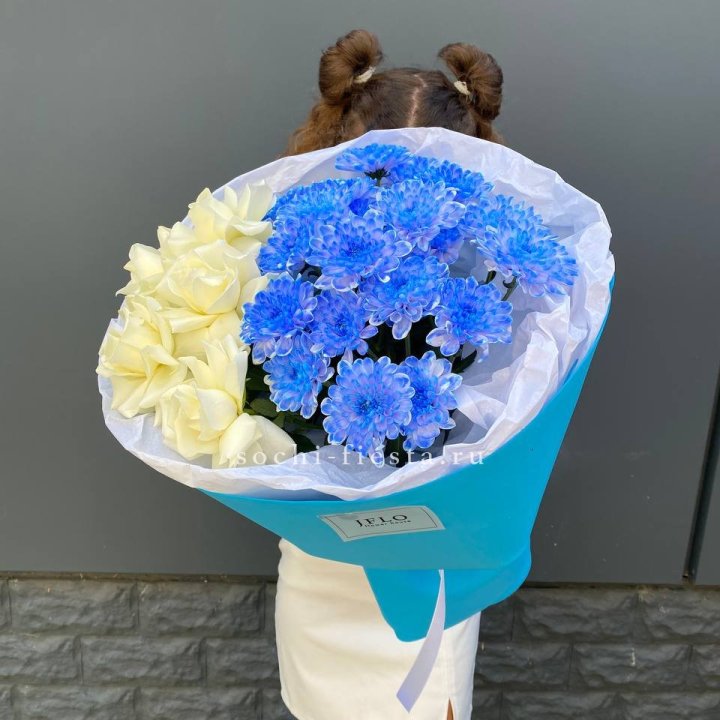 Дуо букет розы и хризантема в Рязани