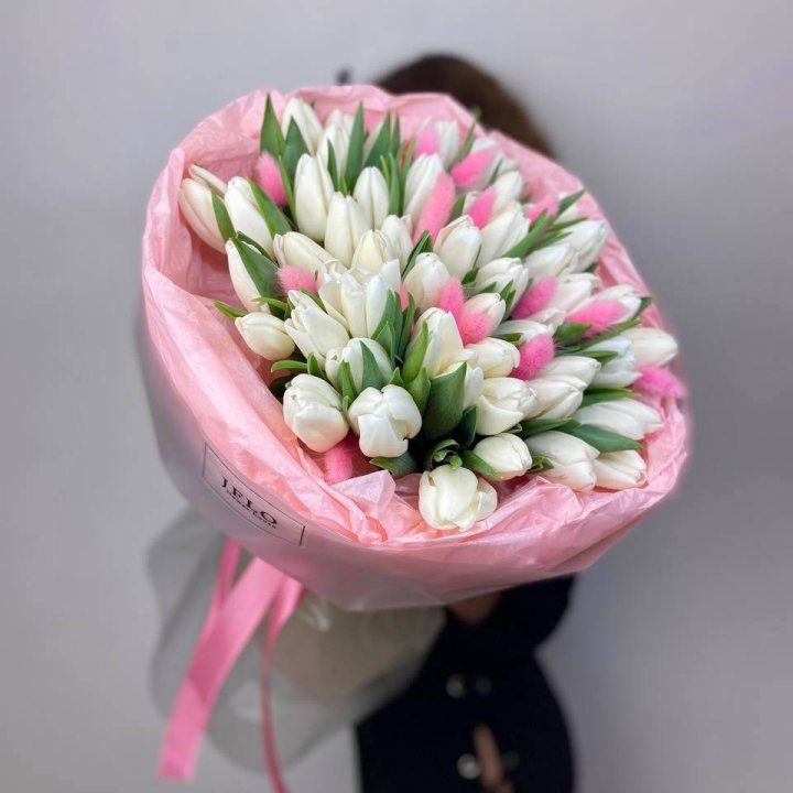 51 белый тюльпан "Рози" в Рязани