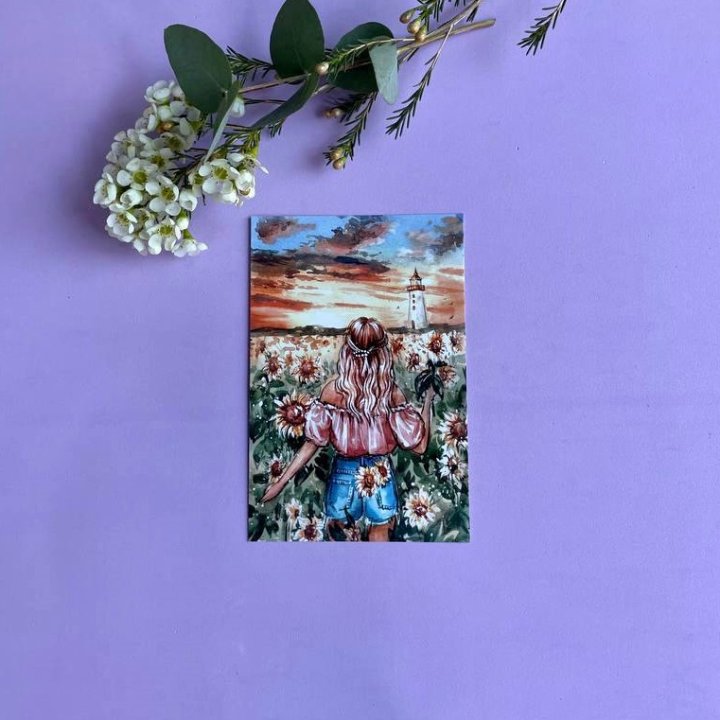 Открытка к букету "Подсолнух" в Рязани