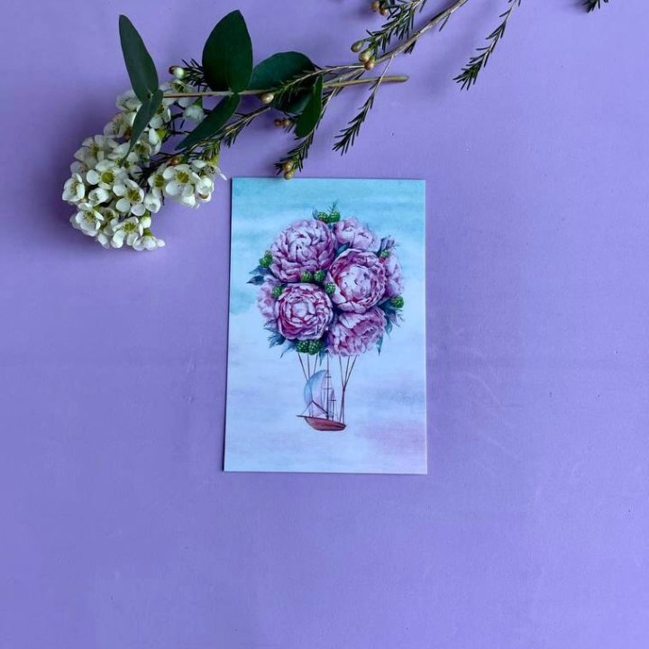 Открытка к букету "Пион" в Рязани