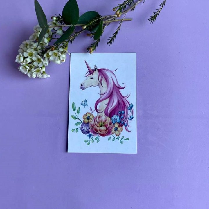 Открытка к букету "Единорог" в Рязани