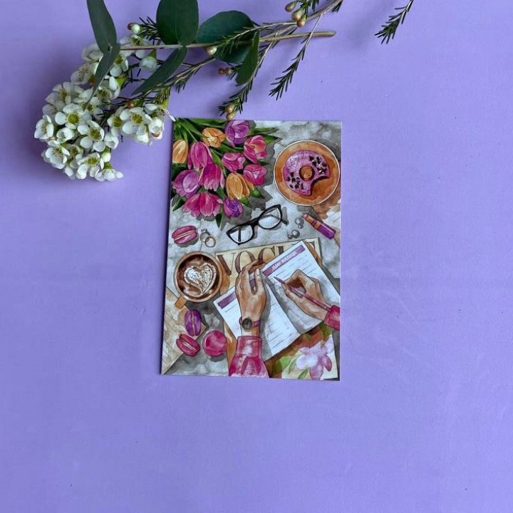 Открытка к букету "Леди на работе" в Рязани