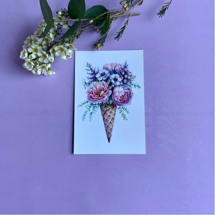 Открытка к букету "Цветочно-кремовый" в Рязани