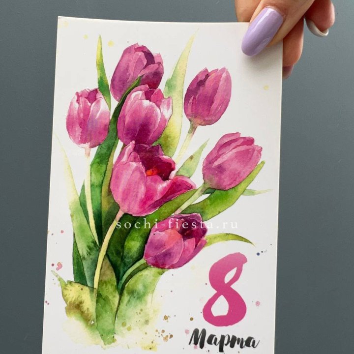 Открытка к букету "8 марта!" в Рязани