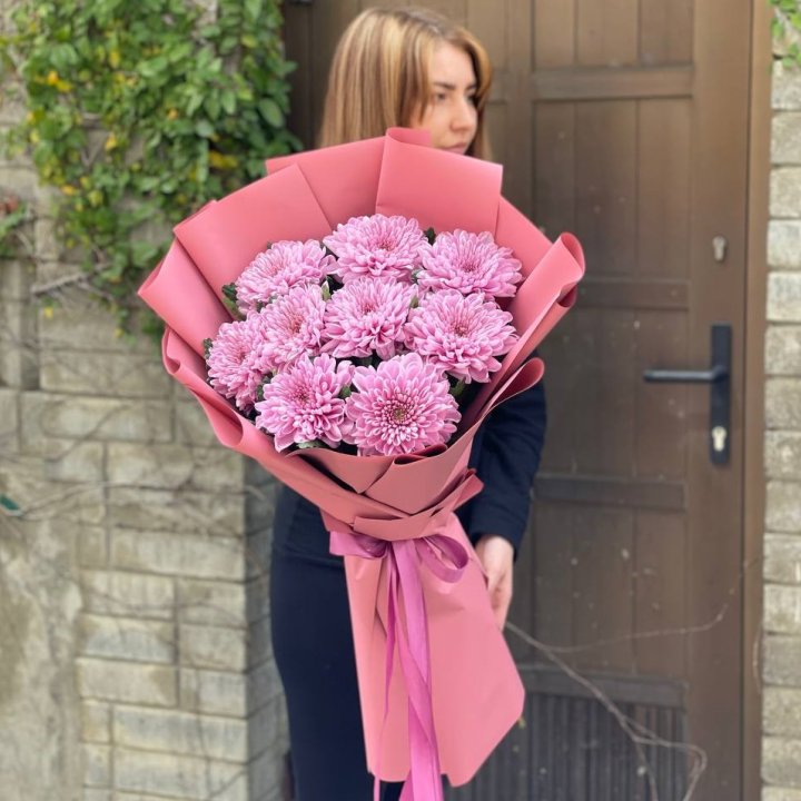Букет хризантем розовый в Рязани