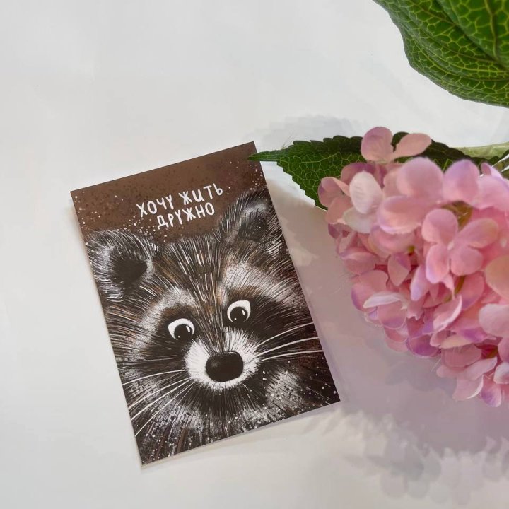 Открытка к букету "Енотик" в Рязани