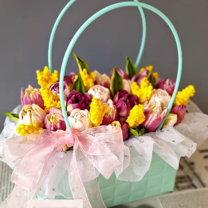 Тюльпаны в сумочке из зефира в Рязани