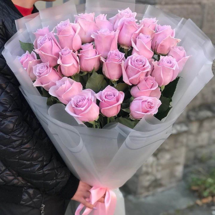 25 высоких розовых роз в Рязани