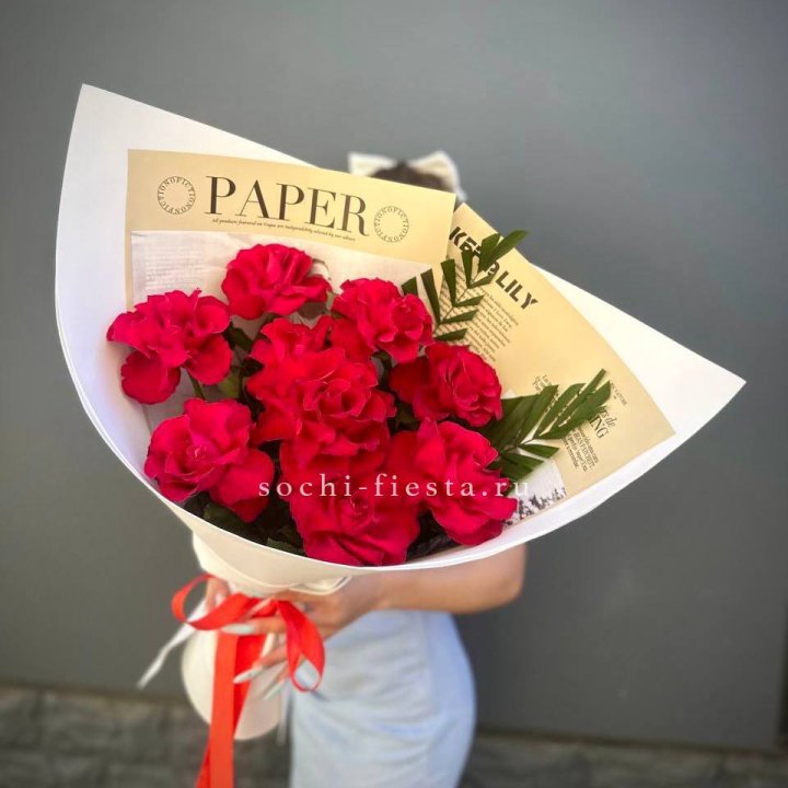 9 Красных французских роз Чико в Рязани