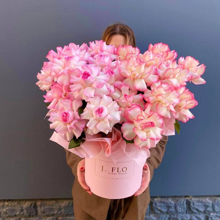 25 Французских роз микс в боксе в Рязани