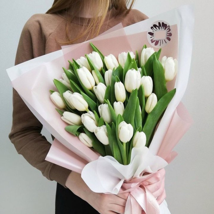 Букет белых тюльпанов "Моника" в Рязани