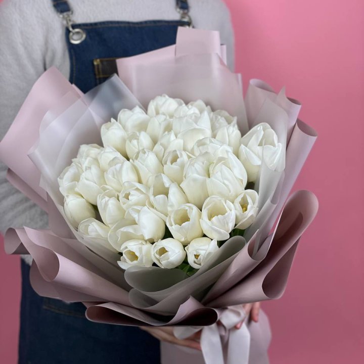 Букет белых тюльпанов "Пур-пур" в Рязани